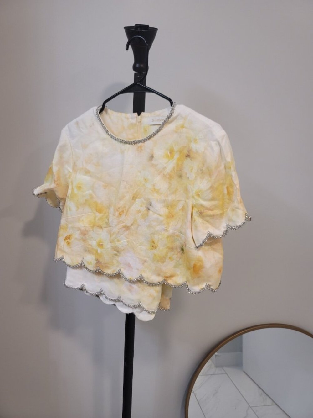 ZIMMERMANN SET Linen 2 piece Crop  & Crystal Waist Skirt Size 1 Aus 10 US 6
